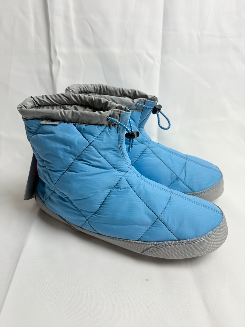 L.L. Bean W Size 10.5-11.5 (L) Quilted Camp Puffer Bootie Slippers Blue NWT